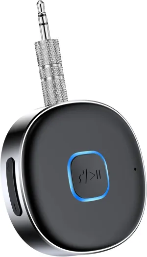 Bluetooth Aux Receiver , Portable 3.5mm Aux Car Adapter, Bluetooth 5.0 Wireless Audio Receiver for Car /Home Stereo/Wired Headphones/Speaker, 16H Battery Life (Black)