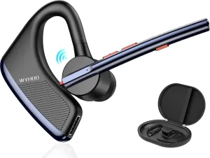 Bluetooth Headset V5.2, Wireless Bluetooth Earpiece with 24Hrs Talktime CVC8.0 Noise Canceling Handsfree Headsets with Dual-Mic for Cell Phones Calls Trucker Home Office Work Computer