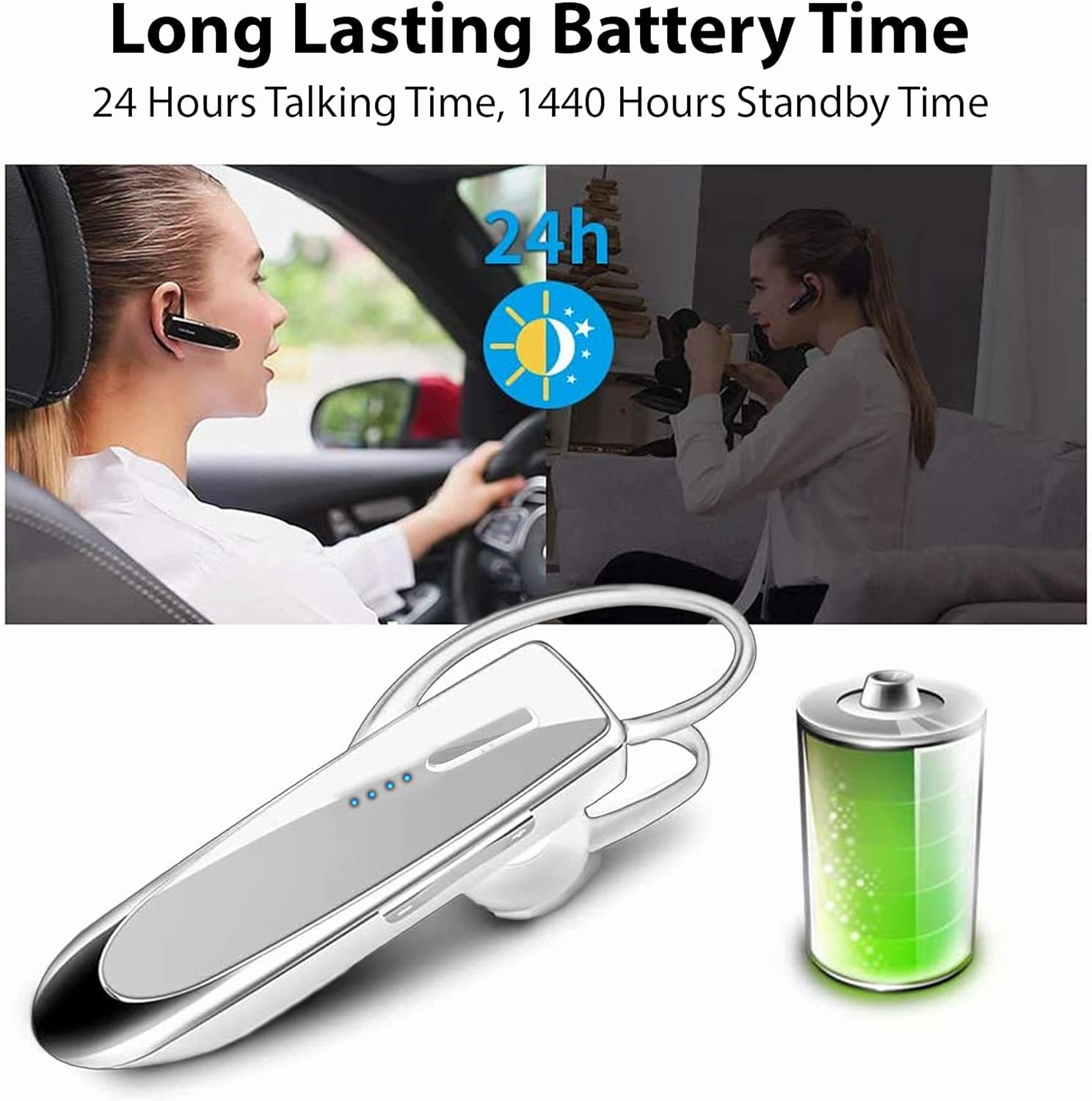 Bluetooth 5.3 Headset Compatible with NEC Medias X N-04E Wireless Earpiece, IPX5 Waterproof, Dual Microphones, Noise Reduction, 60 Days Standby   22Hrs HD Talk Time!