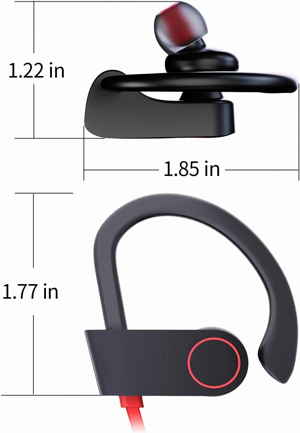 Bluetooth Headphones Wireless Earbuds 16H Playtime Wireless Headphones IPX7 Waterproof Bluetooth 5.3 Running Headphones with Mic Stereo In Ear Earphones Sound Isolation for Workout, Sports Red