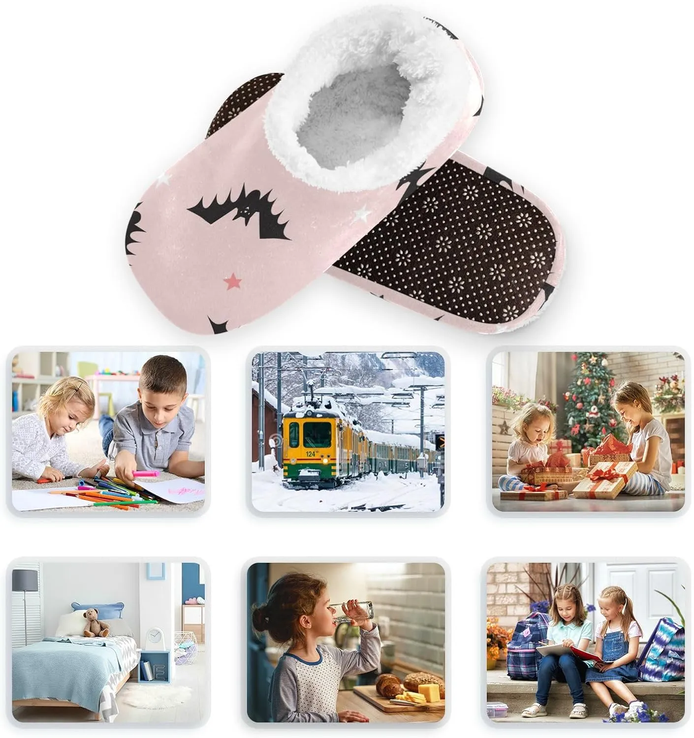 Boccsty Christmas Boys Girls House Slippers Winter Kids toddler Home Shoes Winter Indoor shoes XS-S