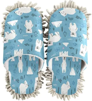 Boccsty Cute Arctic Polar Bears Animals Mop Slippers Shoes Cleaning House Slippers Spa Slippers Dusting Slippers Home Shoes M for Men Women