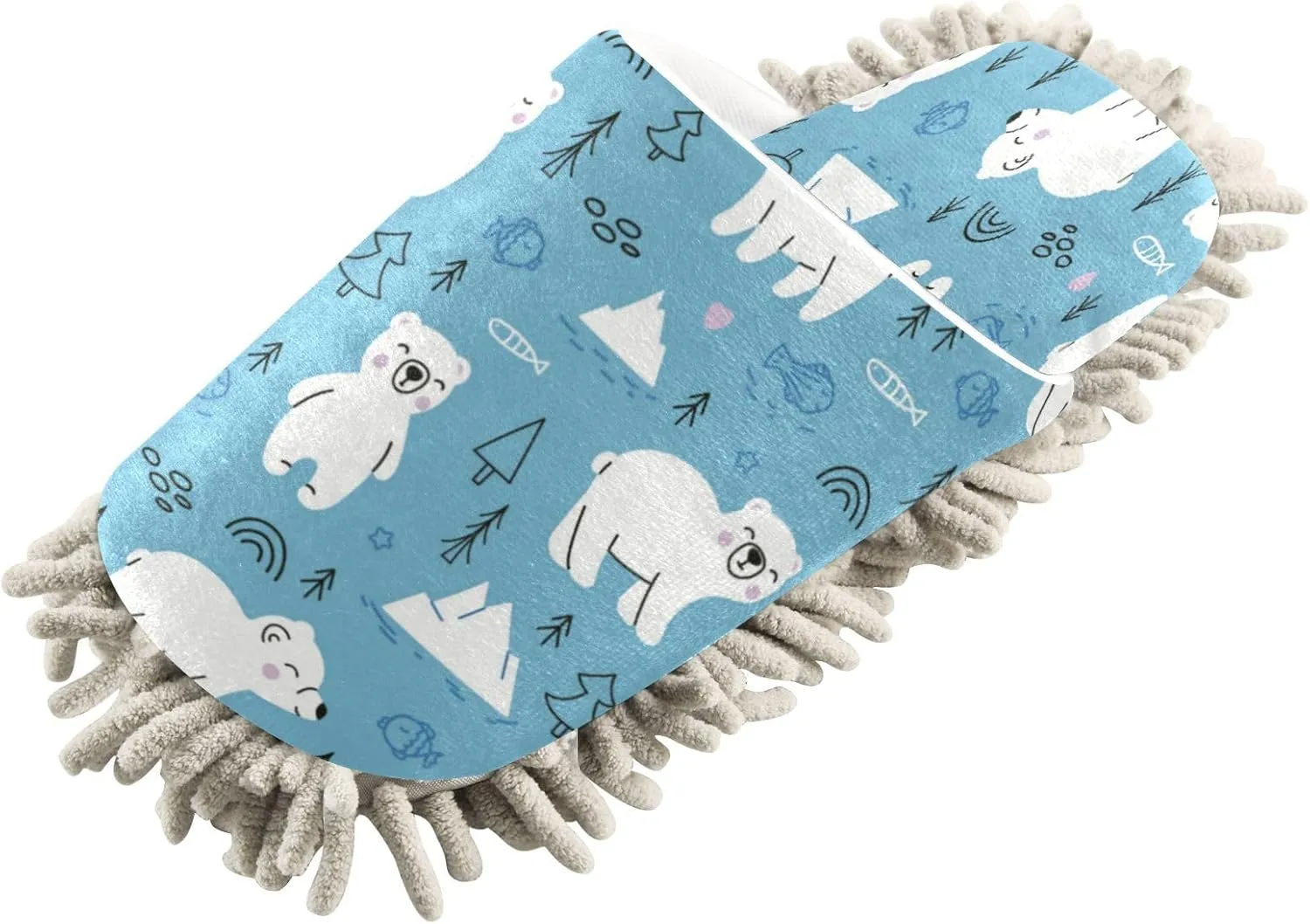 Boccsty Cute Arctic Polar Bears Animals Mop Slippers Shoes Cleaning House Slippers Spa Slippers Dusting Slippers Home Shoes M for Men Women