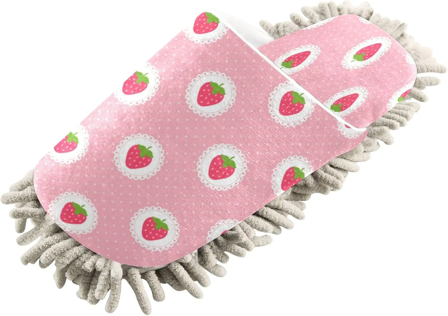 Boccsty Strawberry Soft Polka Dot Mop Slippers Shoes Cleaning House Slippers Spa Slippers Dusting Slippers Home Shoes M for Men Women