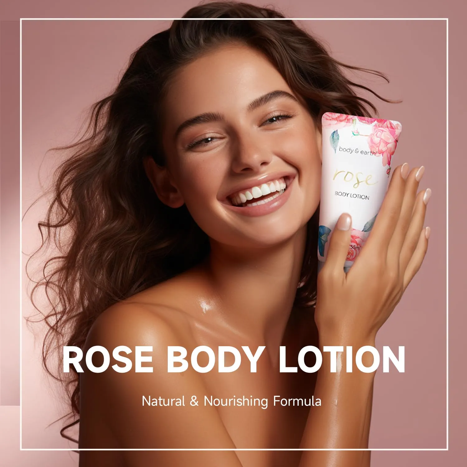 BODY & EARTH Spa Gift Set for Women - Luxurious 5 Pcs Bath and Body Gift Sets with Rose Scent, Spa Gift Box, Bath Set Includes Body Wash, Body Butter, Body Lotion and More, Birthday Gifts for Women