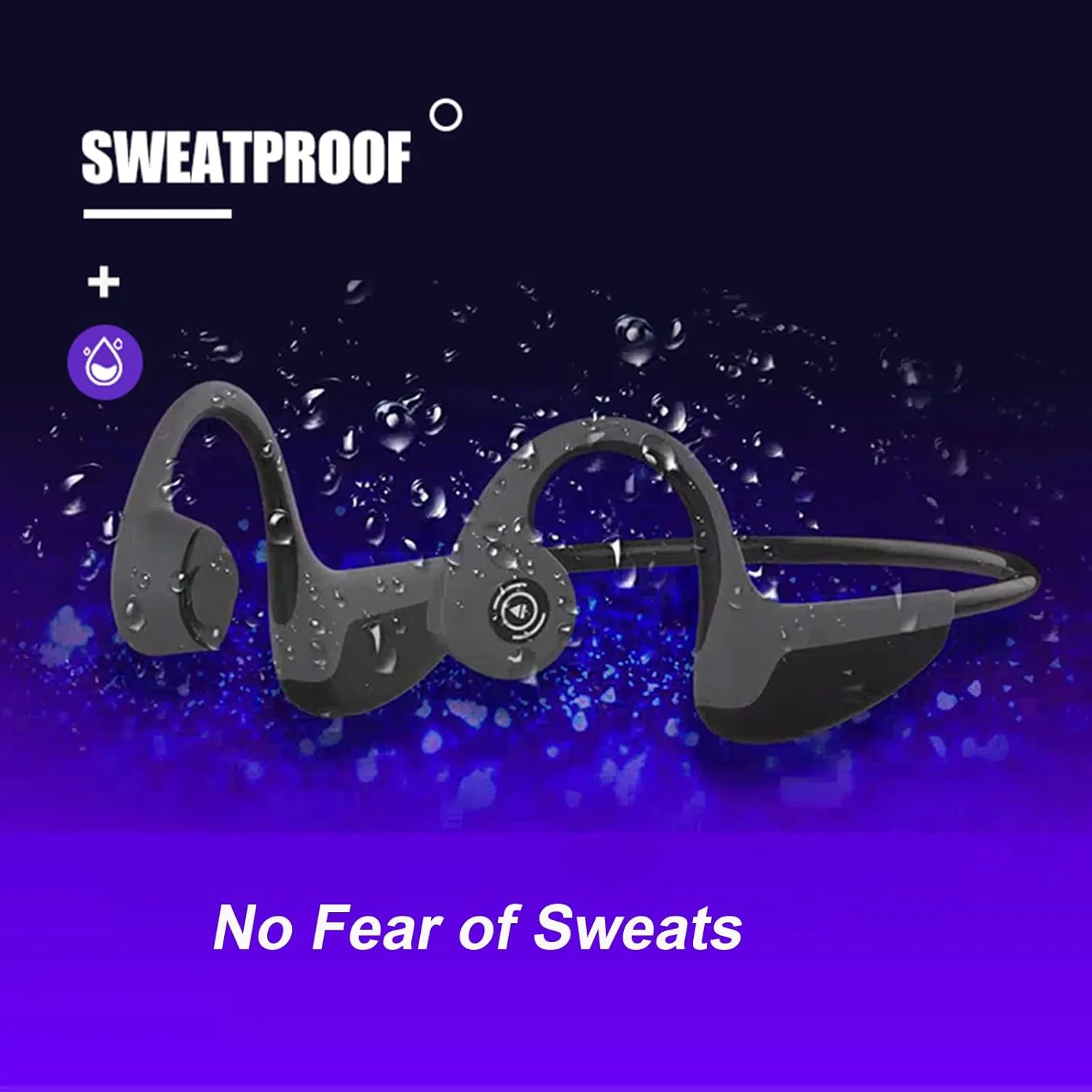 Bone Conduction Headphones Bluetooth 5.0 Open Ear Wireless Titanium HiFi Stereo with Mic Sweatproof Sports Headphones for Running Driving Cycling (Black)