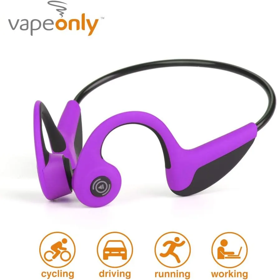 Bone Conduction Headphones Bluetooth 5.0 Open Ear Wireless Titanium HiFi Stereo with Mic Sweatproof Sports Headphones for Running Driving Cycling (Purple)