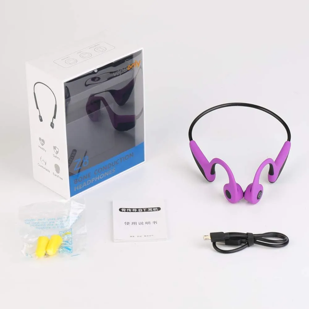 Bone Conduction Headphones Bluetooth 5.0 Open Ear Wireless Titanium HiFi Stereo with Mic Sweatproof Sports Headphones for Running Driving Cycling (Purple)