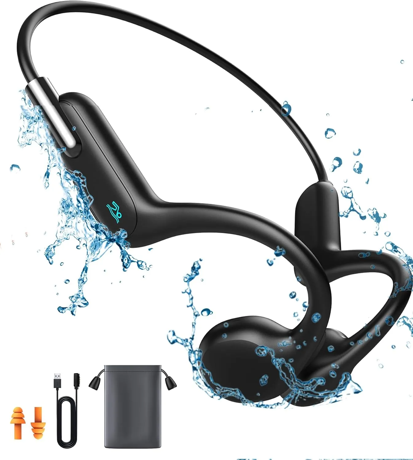 Bone Conduction Headphones Bluetooth, Open Ear Headphones with Mic Underwater Swimming Headphones 32GB MP3 & 8 Hrs Playtime, Wireless Underwater Earbuds for Swimming, Sports.