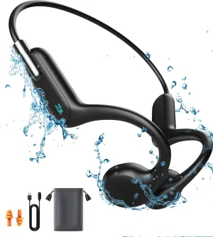 Bone Conduction Headphones Bluetooth, Open Ear Headphones with Mic Underwater Swimming Headphones 32GB MP3 & 8 Hrs Playtime, Wireless Underwater Earbuds for Swimming, Sports.