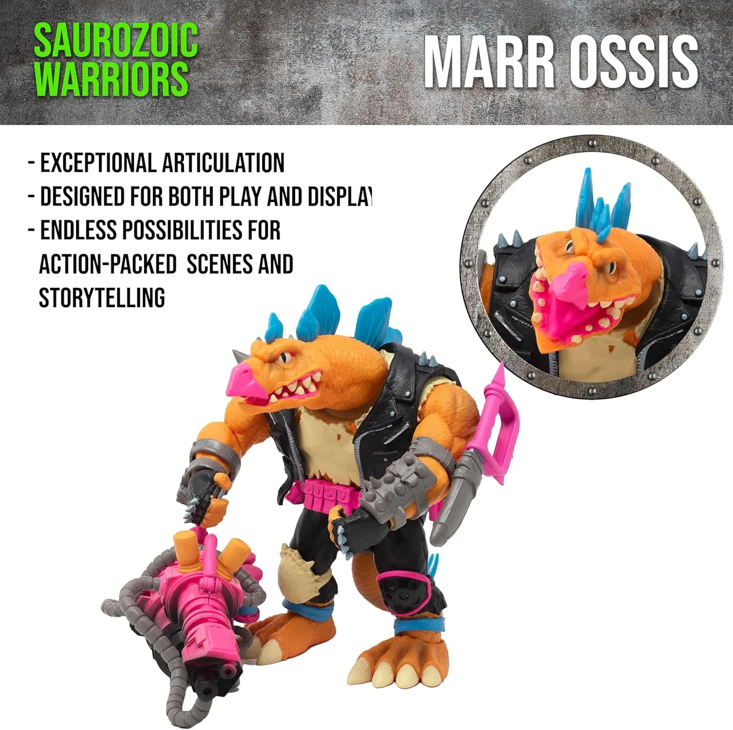 Boss Fight Studio Saurozoic Warrior MARR Ossis Futuristic, Armored Dinosaur Hero – Highly Articulated, Posable Collectible Action Figure with Full Range of Accessories – 6 Inch Scale 1:12, Ages 8 