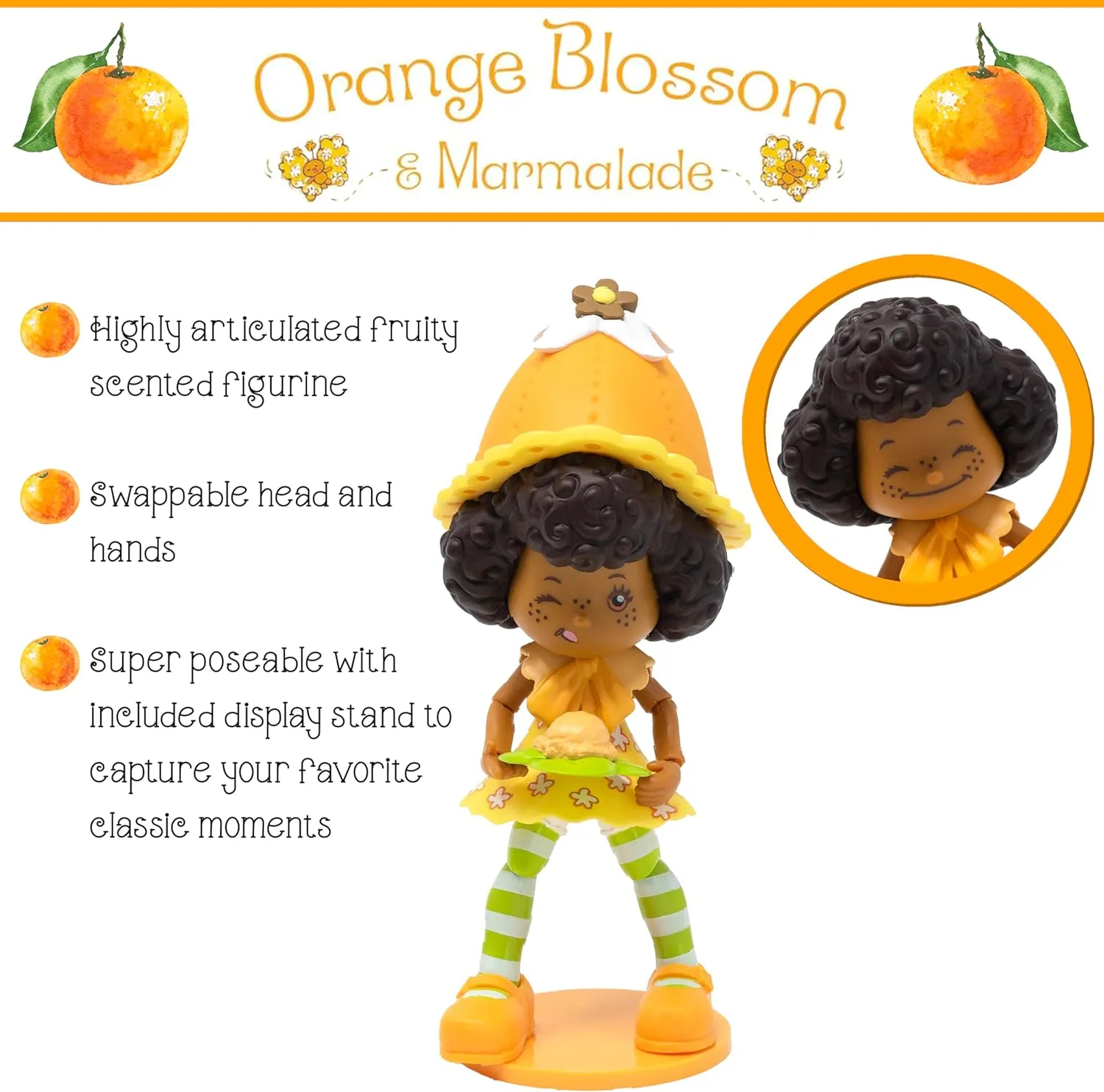 Boss Fight Studio Strawberry Shortcake Orange Blossom with Marmalade, Collectible Action Figure – Highly Articulated Fruity Scented Figurine with Accessories, Interchangeable Parts, and Stand – 1:12