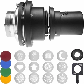 Bowens Mount Projector Attachment,Spotlight Conical Optical Snoot kit for Flash Speedlite/Monolight Portraits, Artist Modelling Shape Light Studio use with 12 Gobos Photography Accessories
