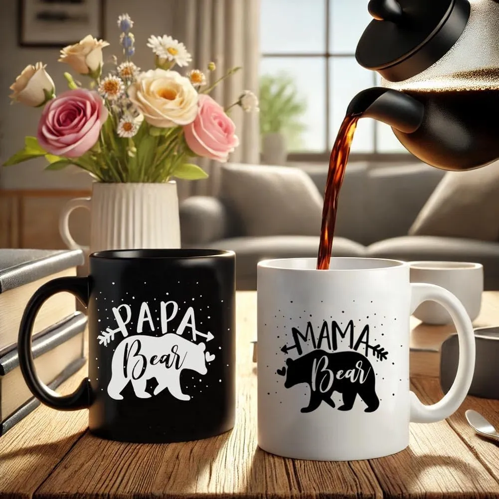Breezy Valley Mama Bear Papa Bear Mug Set, New Parents Gifts for Couples, Best Mom and Dad Coffee Mugs, Anniversary Mothers Day Gift for Parents, Mom and Dad Gifts for New Parent 2025