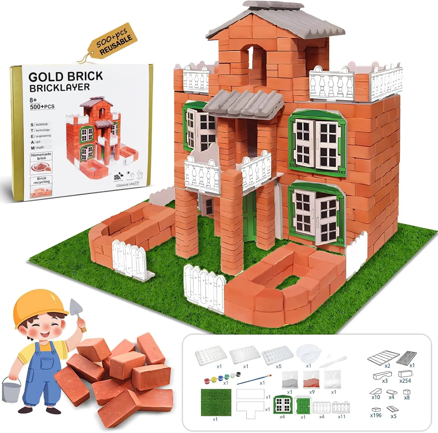 Brick and Mortar Construction Set - Perfect Building Blocks for Kids Ages 6 and Up, a DIY Versatile Building Set and STEM Building Toy, Ideal for Birthday