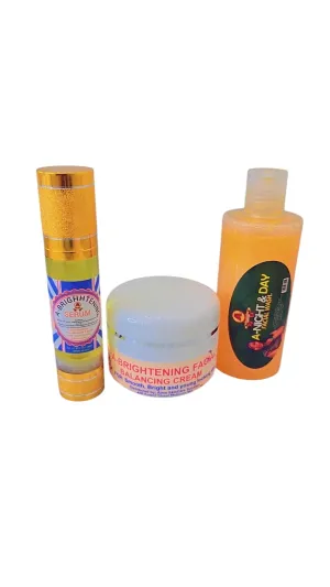 Brightening Face Serum, Balancing Cream, and Night Cream Set