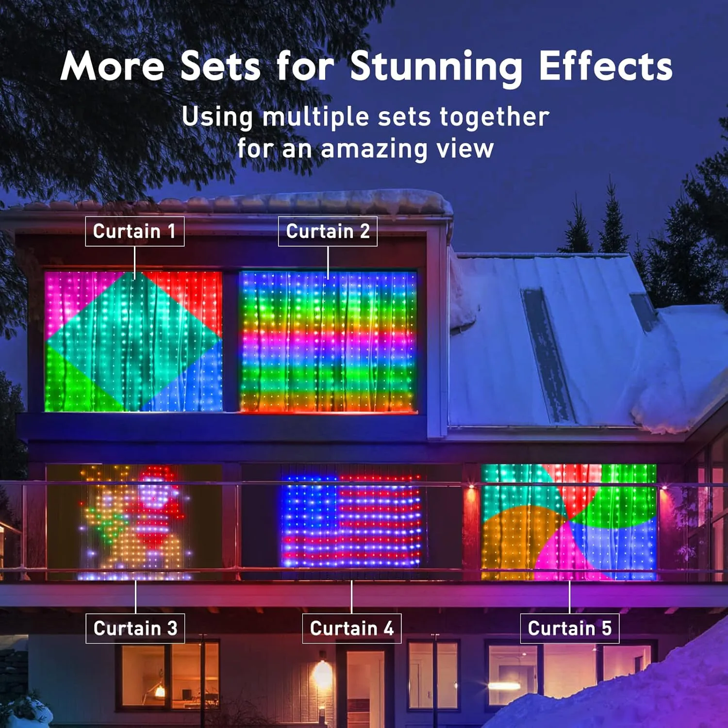 Brightown Smart Curtain String Lights App Controlled - 400 LED DIY Hanging Fairy Light Pattern & Text Programmable, Music Sync with Remote, Smart Valentine's Day Lights Outdoor Indoor Holiday Decor