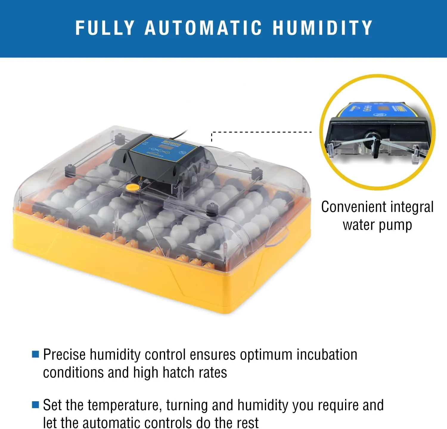 Brinsea Ovation 56 EX Egg Incubator With Automatic Humidity Control and Egg Turning for Hatching 56 Chicken, Duck, Other Bird Eggs, Precision Digital Controls, Temperature Alarms