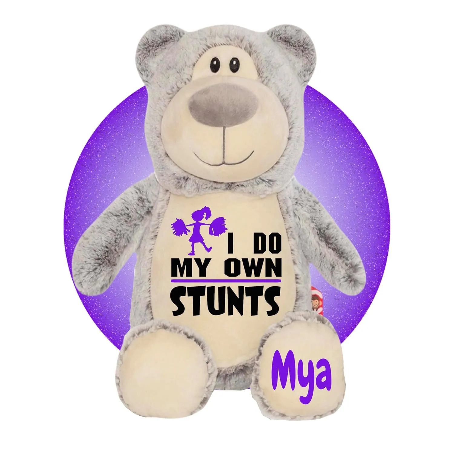 Broken Arm Gifts - Broken Leg Gifts - Personalized 17" Teddy Bear Get Well Gift - "I Do My Own Stunts" Stuffed Animals - Choose Your Injury Type - Broken Ankle, Leg, Wrist, Shoulder, Arm... (Grey Bear)