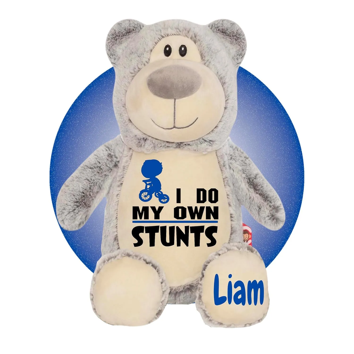 Broken Arm Gifts - Broken Leg Gifts - Personalized 17" Teddy Bear Get Well Gift - "I Do My Own Stunts" Stuffed Animals - Choose Your Injury Type - Broken Ankle, Leg, Wrist, Shoulder, Arm... (Grey Bear)