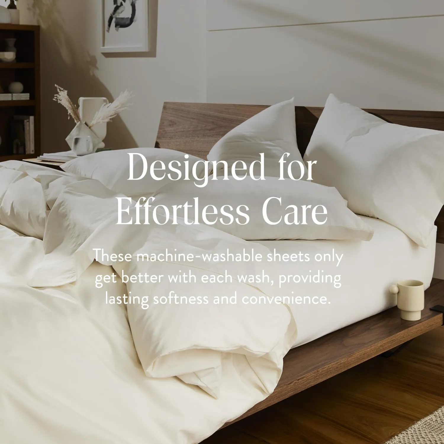 Brooklinen Luxury Sateen 4 Piece King Size Sheets Set in Cream - 100% Cotton Sateen Sheets - 1 Fitted Sheet, 1 Flat Sheet, 2 Pillowcases