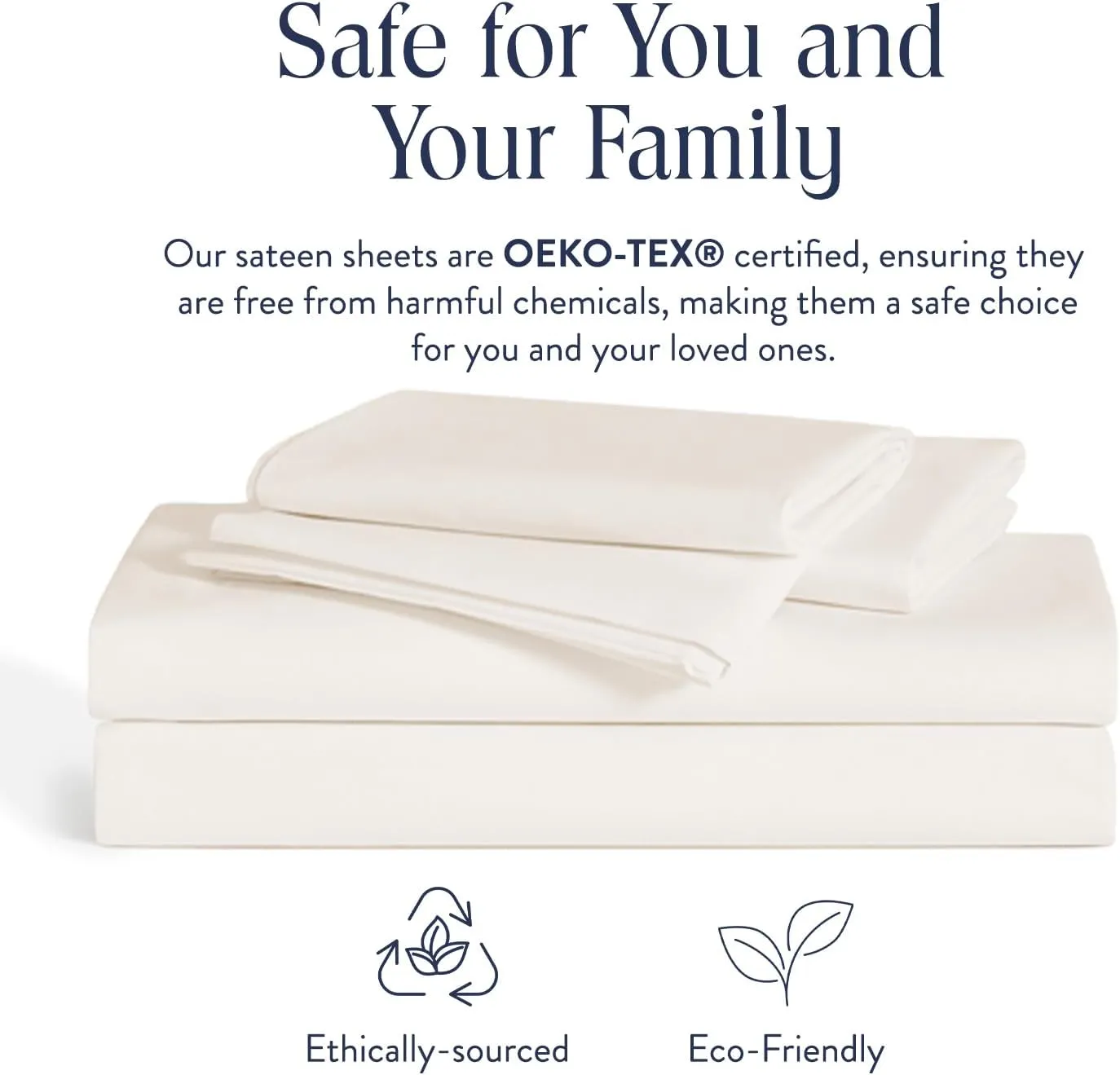 Brooklinen Luxury Sateen 4 Piece King Size Sheets Set in Cream - 100% Cotton Sateen Sheets - 1 Fitted Sheet, 1 Flat Sheet, 2 Pillowcases