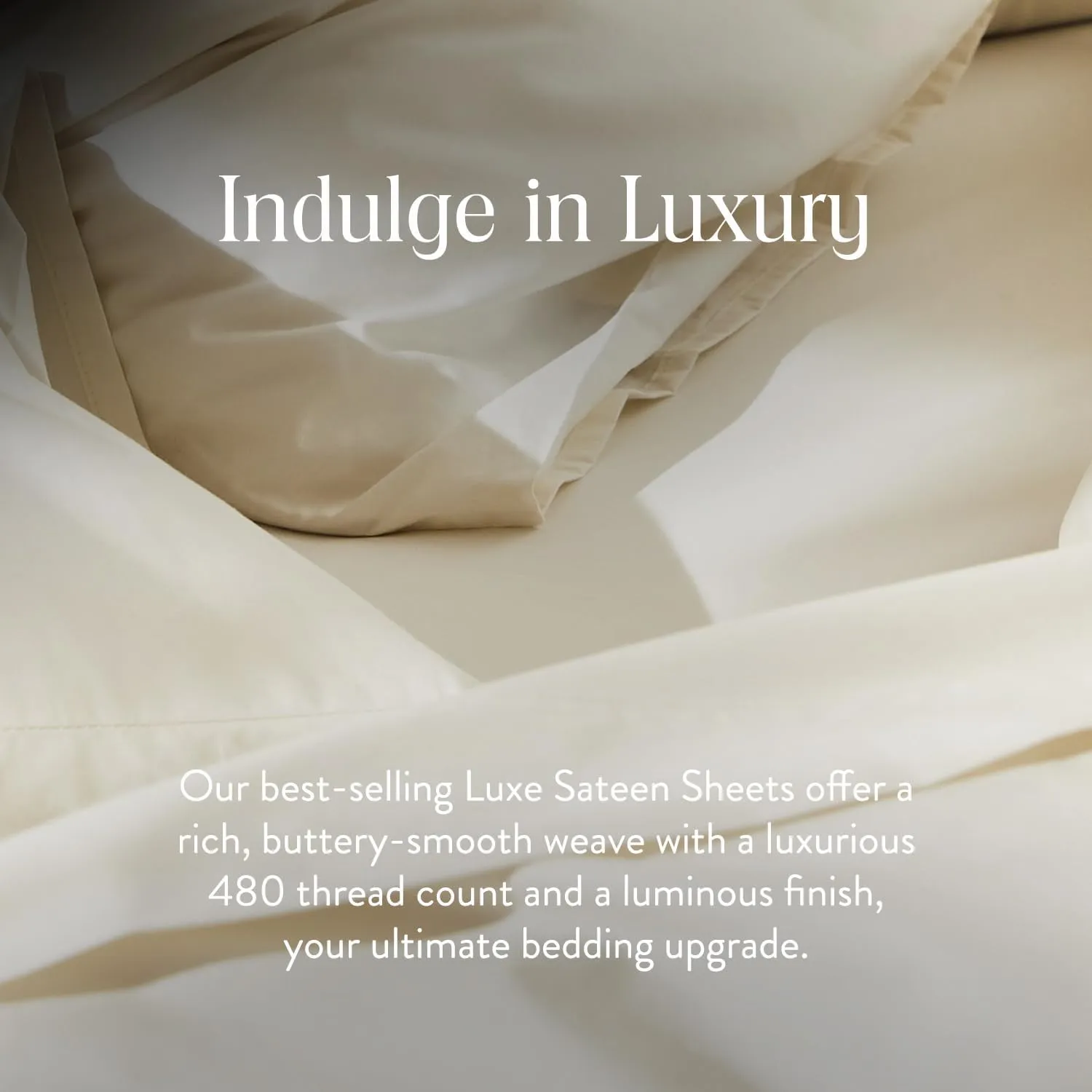 Brooklinen Luxury Sateen 4 Piece King Size Sheets Set in Cream - 100% Cotton Sateen Sheets - 1 Fitted Sheet, 1 Flat Sheet, 2 Pillowcases