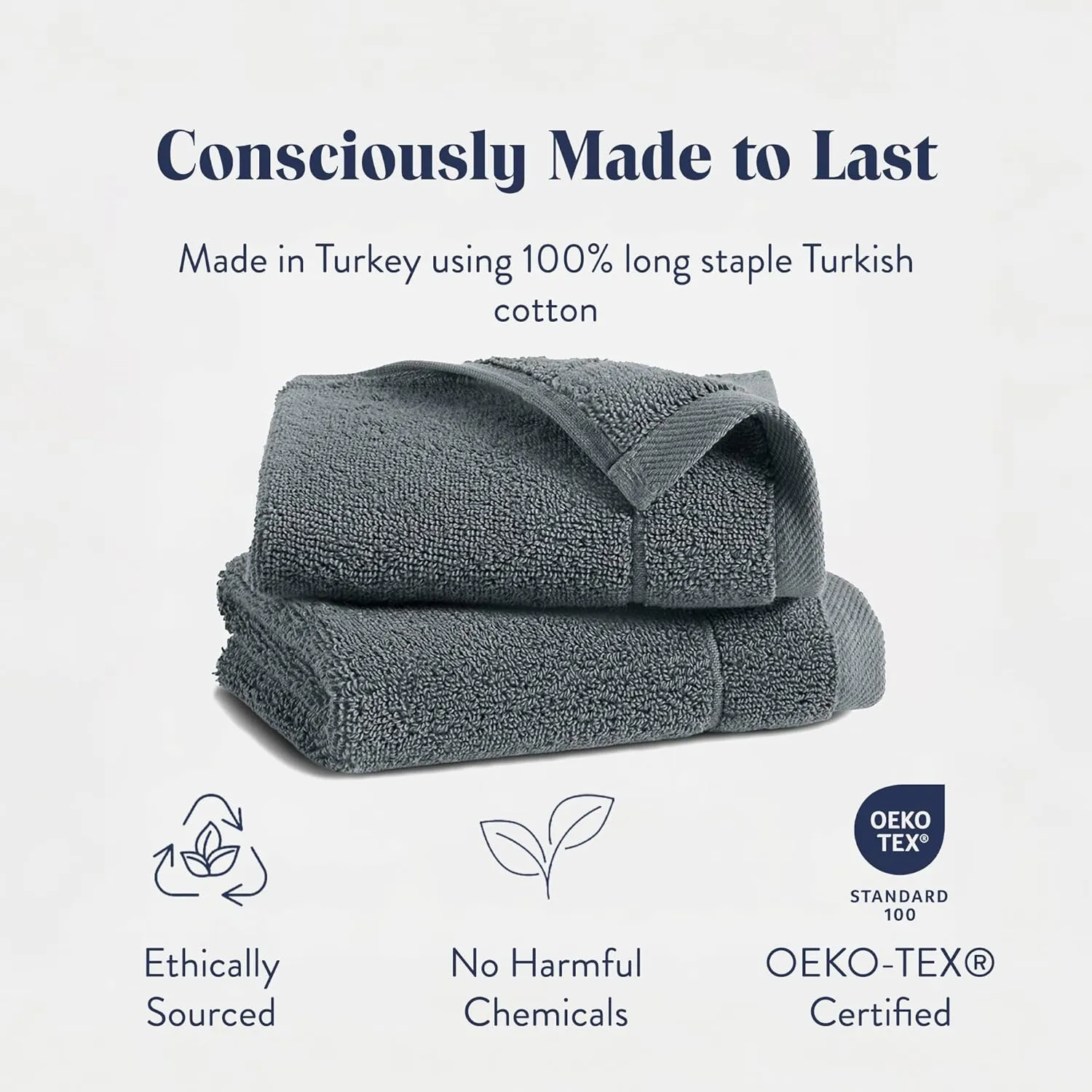 Brooklinen Super-Plush Turkish Cotton Washcloths Set of 2 Cotton, 820 GSM, Highly Absorbent, Machine Washable, Perfect for Home & Bathroom (13" x 13", Graphite Gray)