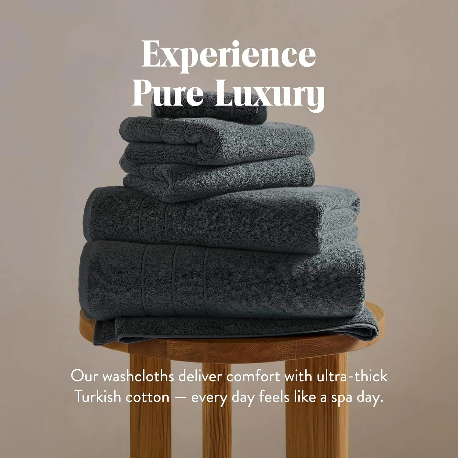 Brooklinen Super-Plush Turkish Cotton Washcloths Set of 2 Cotton, 820 GSM, Highly Absorbent, Machine Washable, Perfect for Home & Bathroom (13" x 13", Graphite Gray)