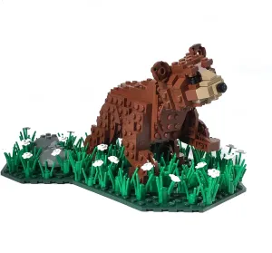 Brown Bear Building Blocks Set，Bear Model Toy Set，Living Room Decoration，442 Pcs Compatible with Major Brand Bricks