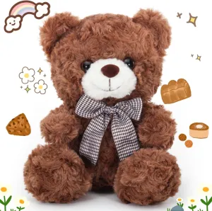 Brown Teddy Bear Stuffed Animal, Bear Gifts for Mom, Sister, Daughter, Girlfriend, 8″ Soft Stuffed Bear Plush Toy for Kids 3 , Teddy Bear Baby Shower Decorations, Birthday Xmas Gift (Brown)