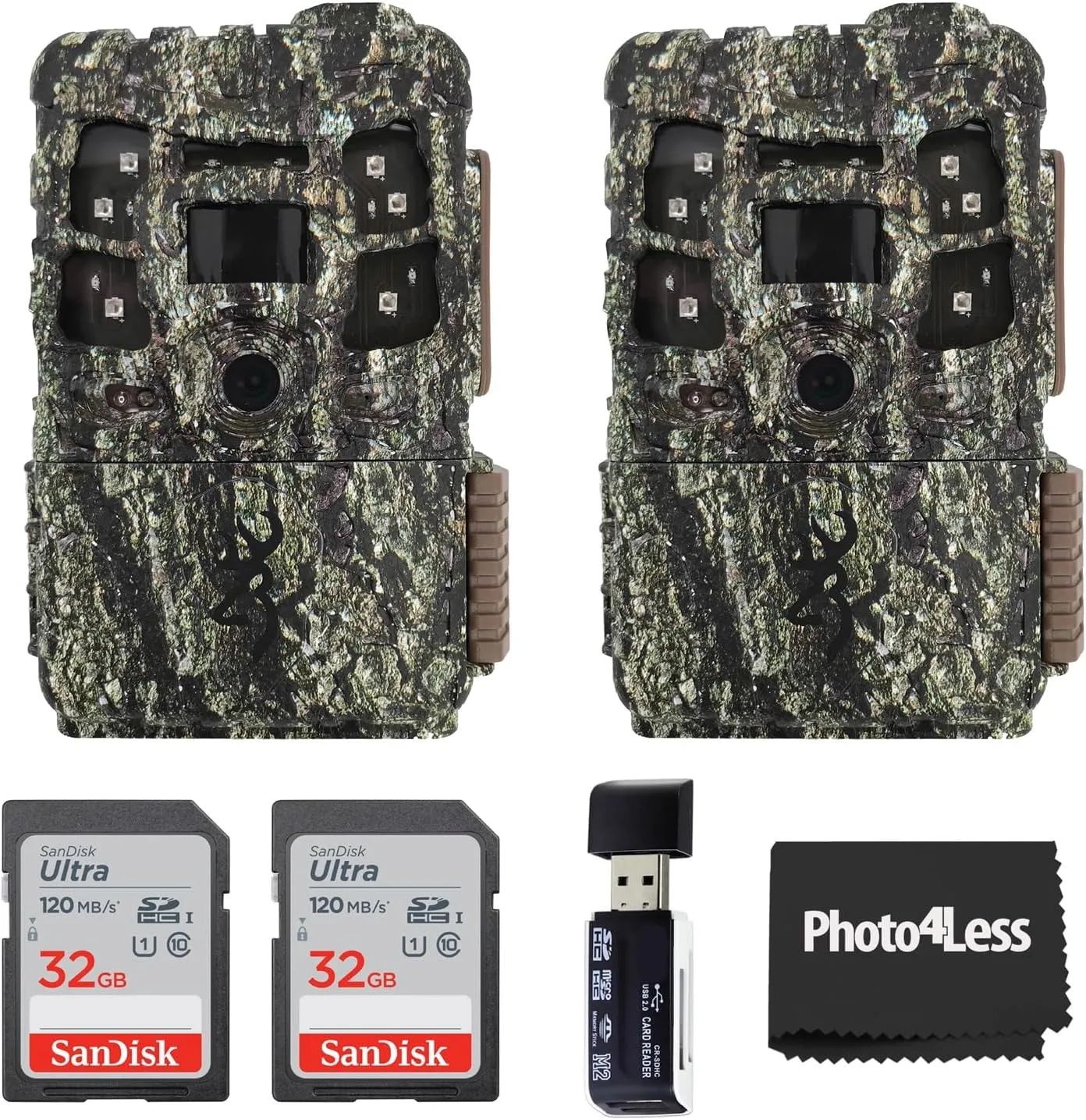 Browning Trail Camera Defender Pro Scout Max Cellular Trail Camera, AT&T and Verizon 2 Pack, Bundle with 2X 32GB SDHC Memory Card, Hi-Speed SD USB Card Reader