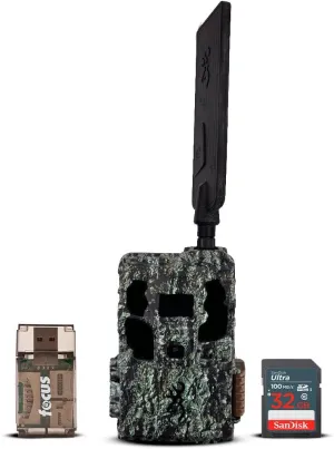 Browning Trail Camera Defender Pro Scout Max HD Cellular Trail Camera with Smart IR Video Bundle with 32GB Ultra SDHC UHS-I Memory Card and High Speed USB 2.0 Card Reader (3 Items)