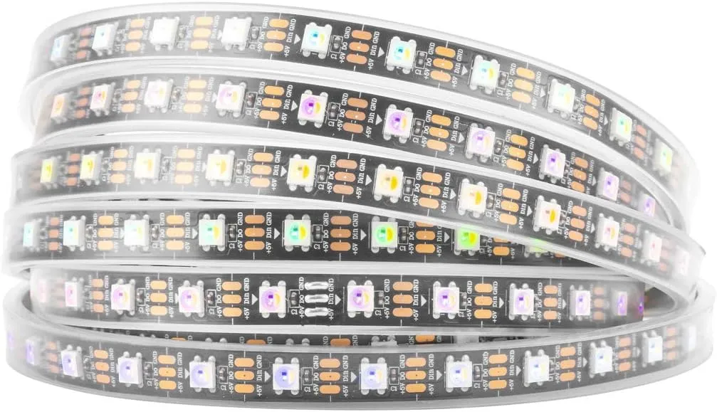 BTF-LIGHTING RGBW RGB Warm White SK6812 (Similar WS2812B) 4 Colors in 1 LED Strip Individually Addressable 16.4ft 60Pixel/m 300LED Light Dream Color IP67 DC5V Black PCB (No Adapter or Controller)