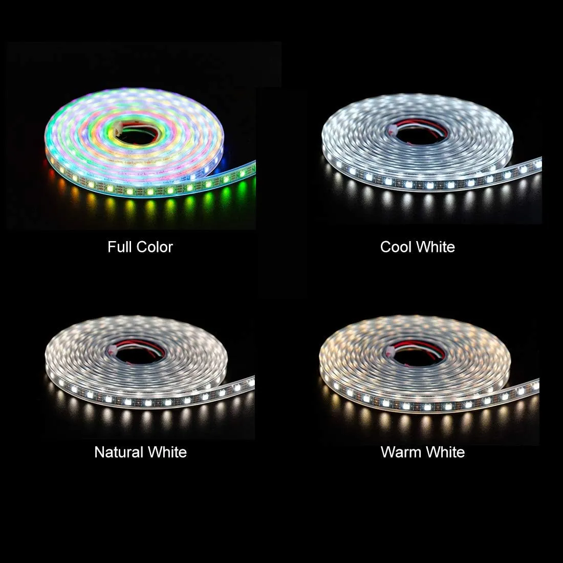 BTF-LIGHTING RGBW RGB Warm White SK6812 (Similar WS2812B) 4 Colors in 1 LED Strip Individually Addressable 16.4ft 60Pixel/m 300LED Light Dream Color IP67 DC5V Black PCB (No Adapter or Controller)
