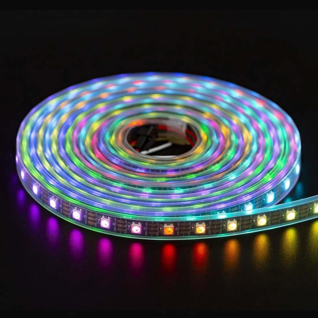 BTF-LIGHTING RGBW RGB Warm White SK6812 (Similar WS2812B) 4 Colors in 1 LED Strip Individually Addressable 16.4ft 60Pixel/m 300LED Light Dream Color IP67 DC5V Black PCB (No Adapter or Controller)