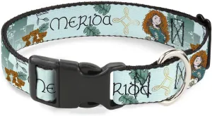 Buckle-Down Dog Collar Plastic Clip Brave Merida Castle and Three Bear Brothers Pose with Script 11 to 16.5 Inches 1.0 Inch Wide