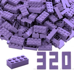 Building Bricks 320 Pieces, Medium Lavender Bricks Bulk Kit, Basic Parts Accessories, Classic Creative Building Blocks Set, Compatible