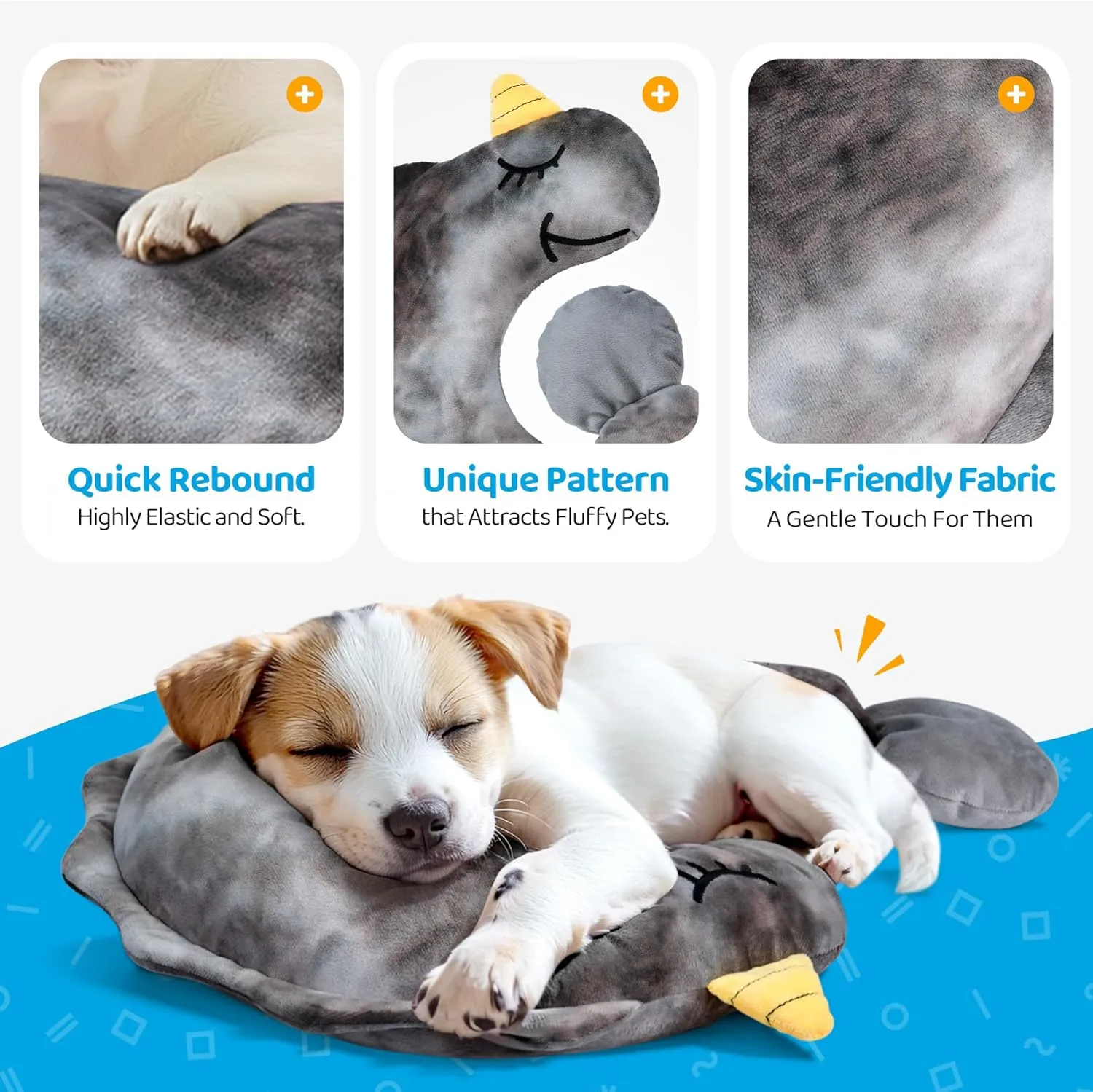 BurgeonNest Small Dog Calming Pillow for Dogs and Cats, Fluffy Soft Colorful Sleep Bolster Cozy Pet Bed Pillow, Great Present for Senior Pup Puppy Kitten, Washable, L