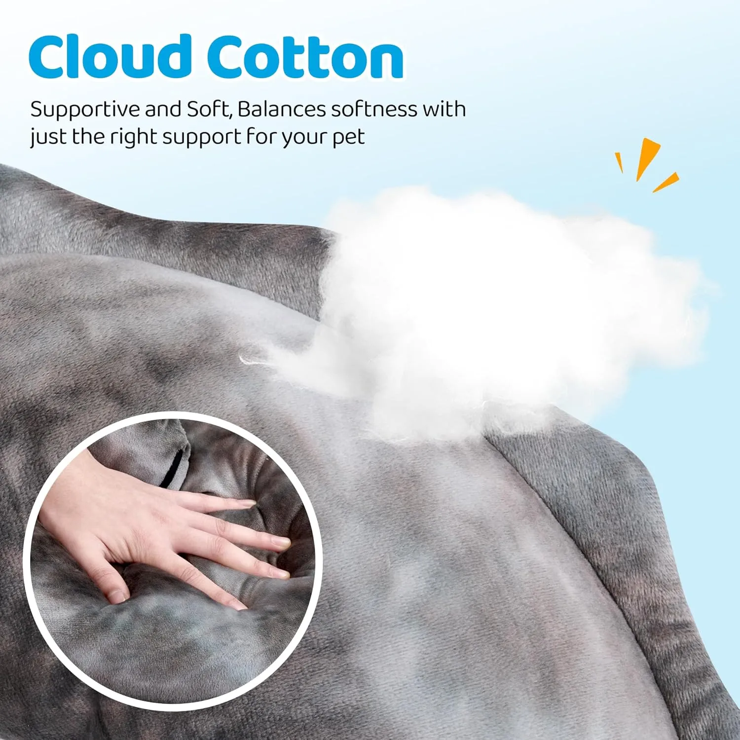 BurgeonNest Small Dog Calming Pillow for Dogs and Cats, Fluffy Soft Colorful Sleep Bolster Cozy Pet Bed Pillow, Great Present for Senior Pup Puppy Kitten, Washable, L