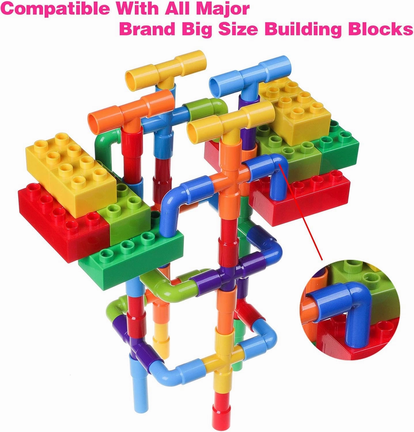 burgkidz 426 Pieces Toy Pipe, Creative STEM Tube Locks Construction with Wheels and Mini Baseplate, Interlocking Educational Sensory Kit, Preschool Learning Toys for Boy and Girls Ages 3 