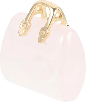 Cabilock Crystal Handbag Figurine Natural Miniature Handbag Artwork for Home Decoration Elegant Table Ornament Unique Photo Prop for Living Bedroom Kitchen