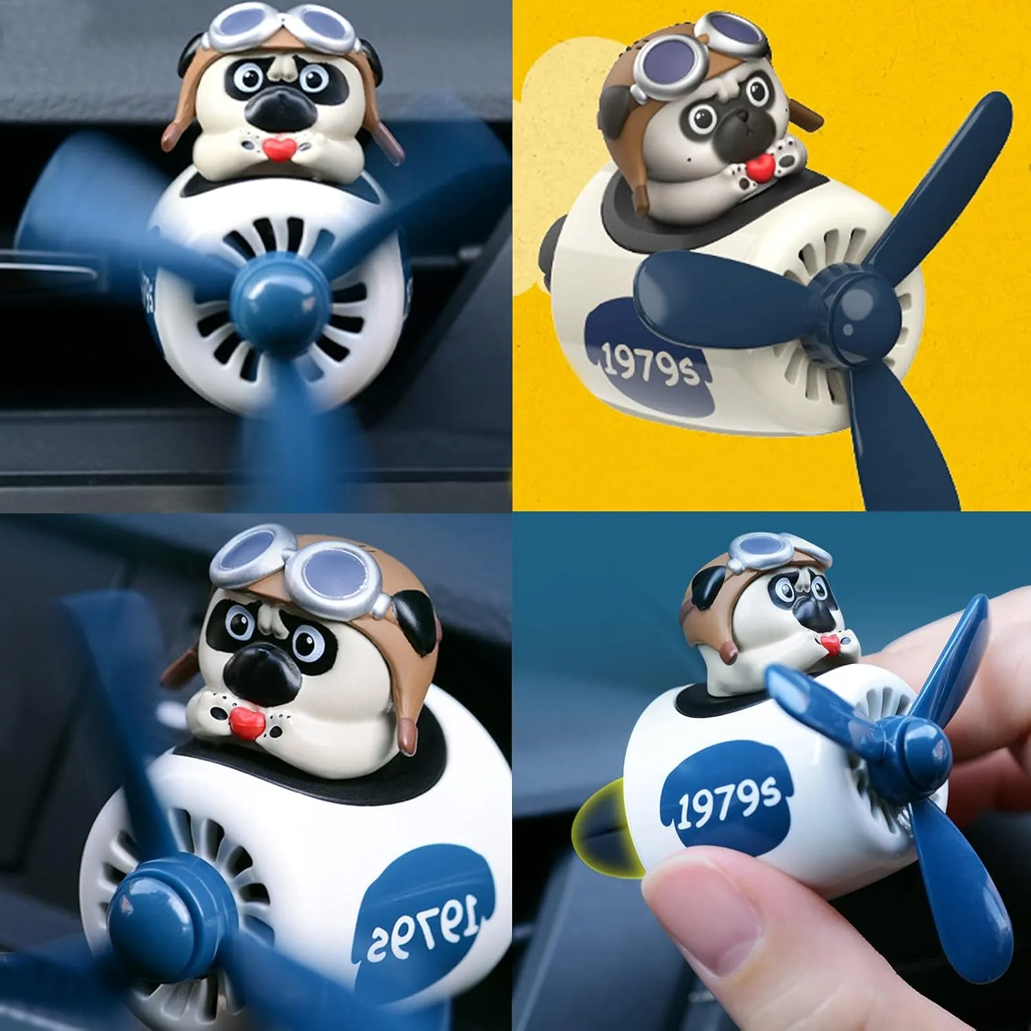 Cacacece Cute Dog Pilot Car Air Freshener - Creative Air Vent Clip Fragrance for Car, Long-Lasting Perfume Fragrance, Funny Automotive Decor