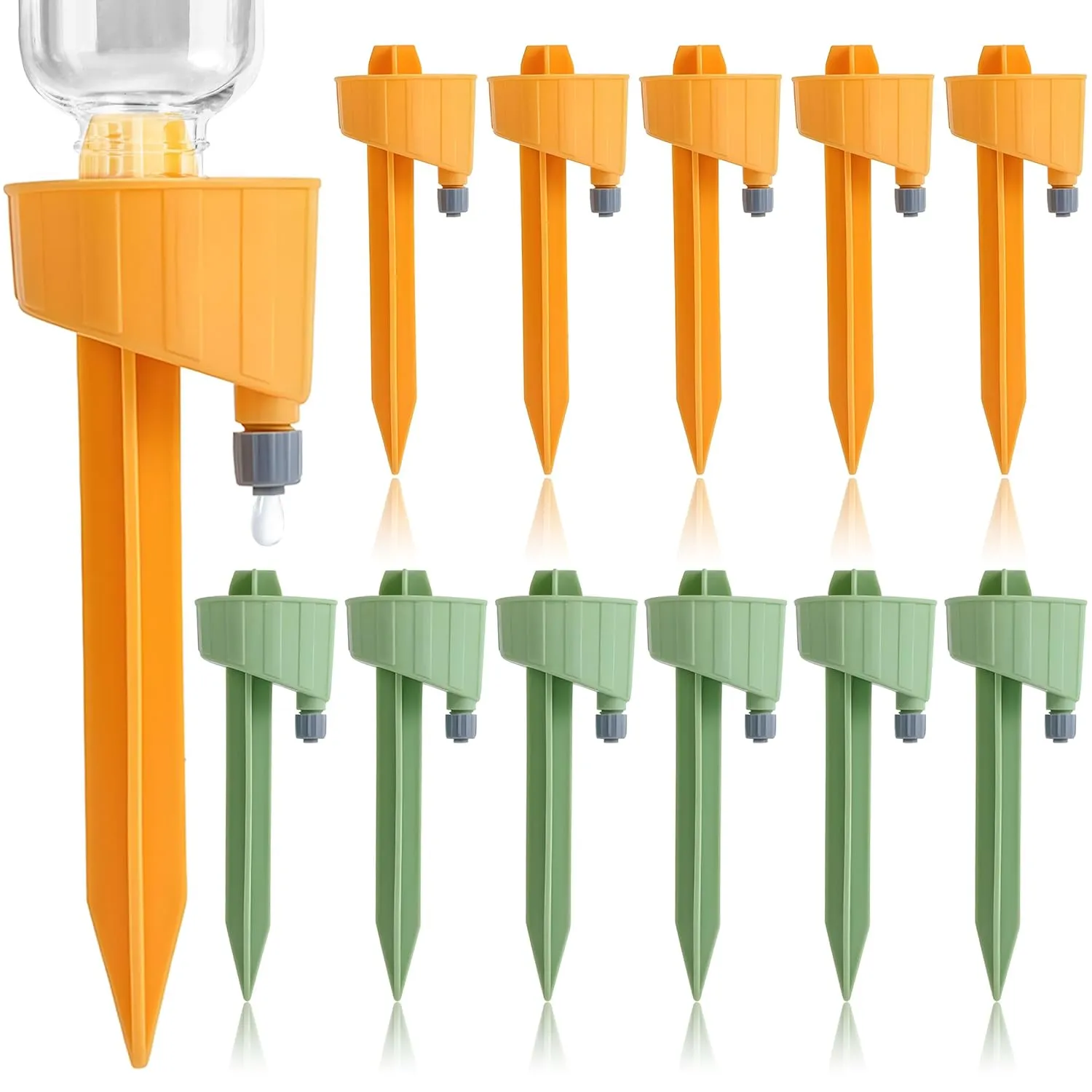 Caliee 12pcs Self Watering Planter Insert Outdoor Plant Watering Devices Reusable Plant Self Watering Spikes Automatic Plant Waterer Indoor with Adjustable Vavle Switch