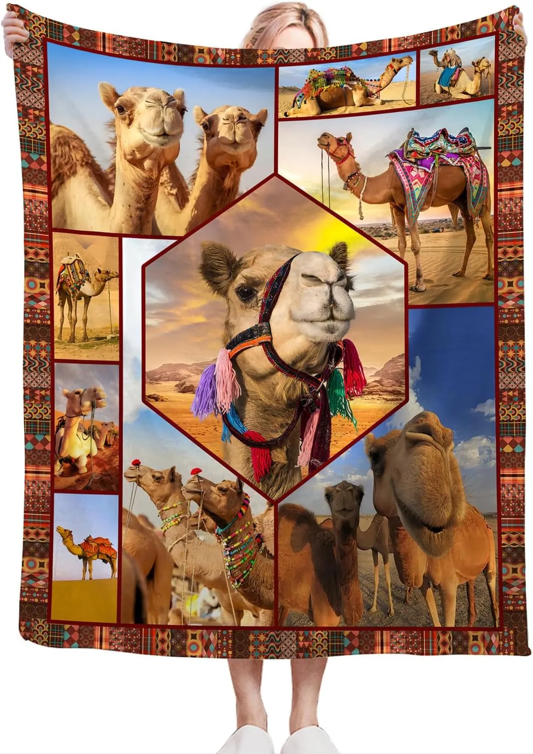 Camel Blanket Ultra Soft Cozy Camel Throw Blanket Fleece Fuzzy Plush Bedding Desert Camel Lovers Gifts for Women Girls Kids Adults 80"x60"