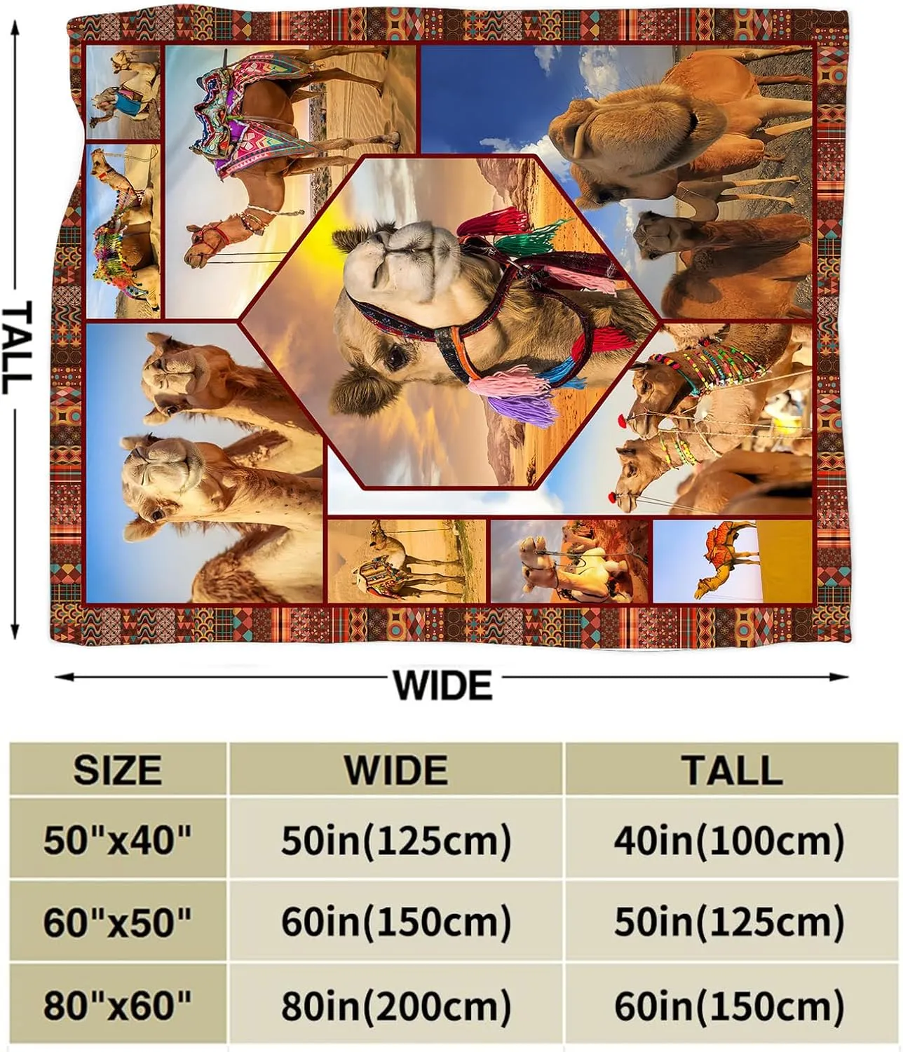 Camel Blanket Ultra Soft Cozy Camel Throw Blanket Fleece Fuzzy Plush Bedding Desert Camel Lovers Gifts for Women Girls Kids Adults 80"x60"