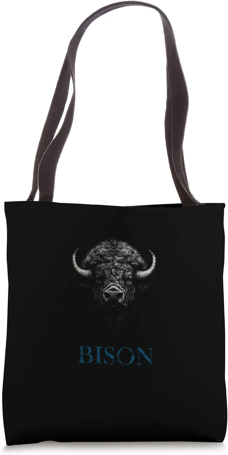Canada wild Bison Buffalo livestock Bison animal hunter head Tote Bag