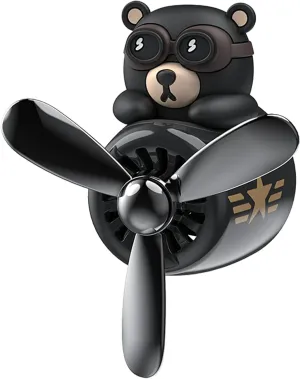 Car air freshener, aromatherapy decoration car parts, lovely car diffuser rotating propeller air outlet freshener creative car perfume decoration cool car parts (Hako Bear, bear)