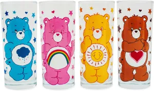 Care Bears 4-Piece Tumbler Glass Set | Cups For Sodas, Beverages | Each Holds 10 Ounces