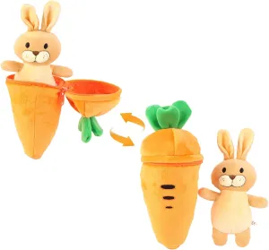 Carrot Plush Toy with Bunny Inside 11" - Interactive Zipper Design, Rabbit Stuffed Animal, Cute Easter Gift & Home Decor, Soft Bunny Stuffed Animal for Kids & Collectors
